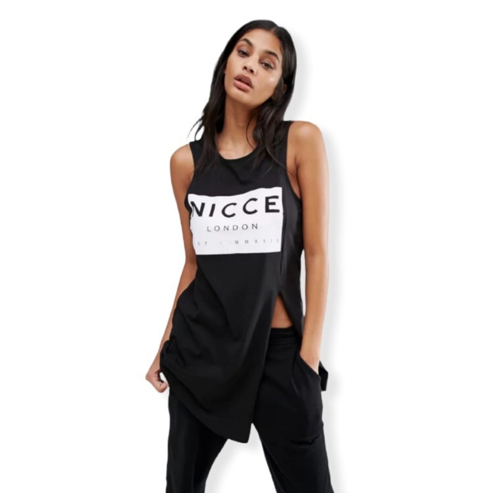 NICCE Black Sleeveless Logo Tank Top